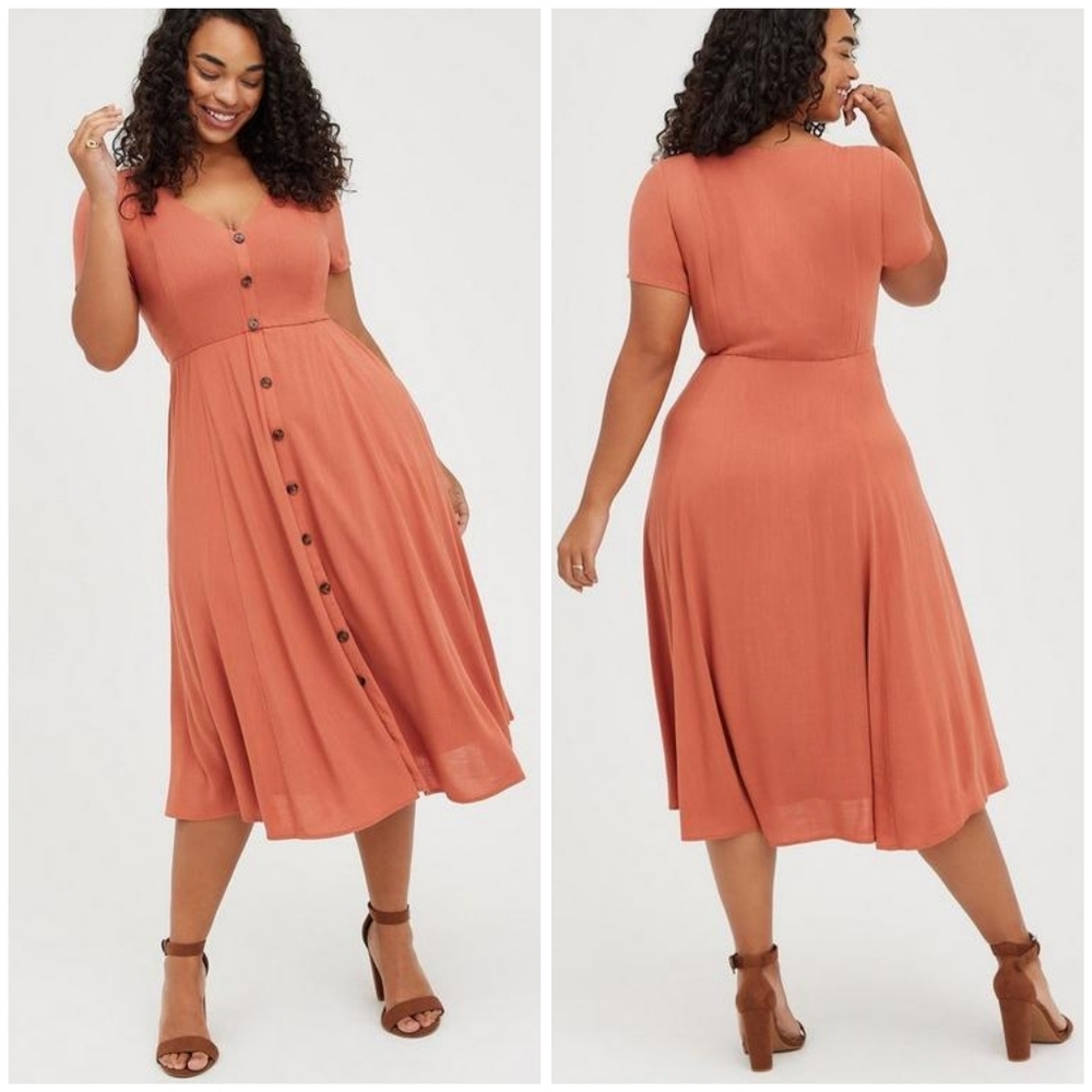 Torrid Lenny midi button front dress 1X